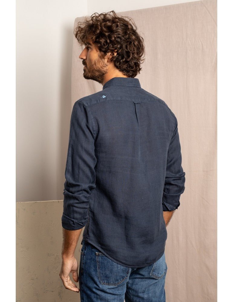 Bali Linen Shirt - Navy Blue - The Good Chic