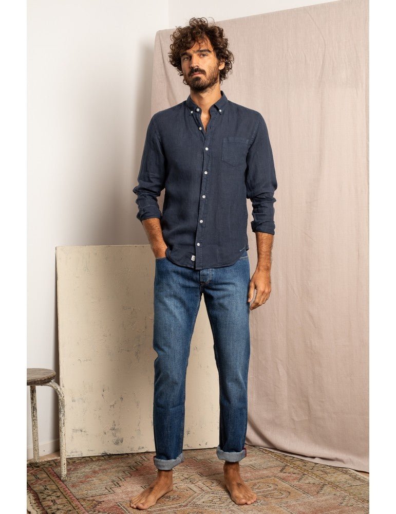 Bali Linen Shirt - Navy Blue - The Good Chic