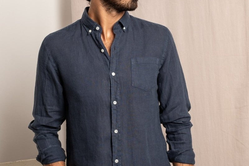 Bali Linen Shirt - Navy Blue - The Good Chic