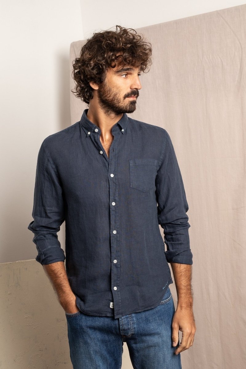 Bali Linen Shirt - Navy Blue - The Good Chic