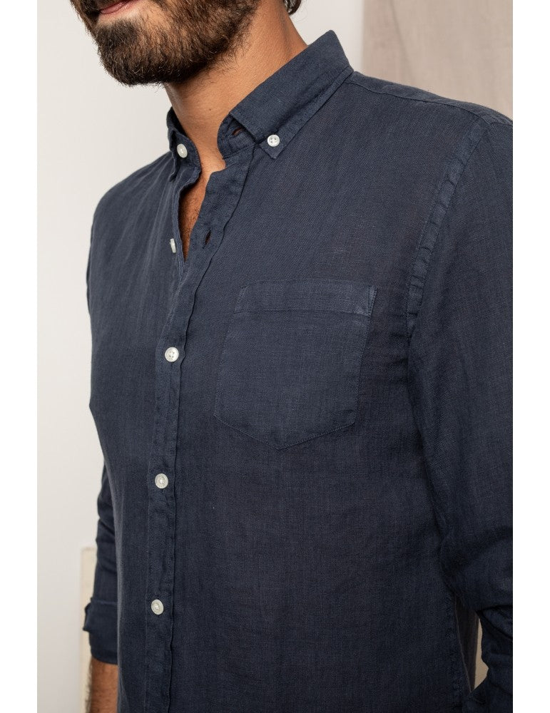 Bali Linen Shirt - Navy Blue - The Good Chic
