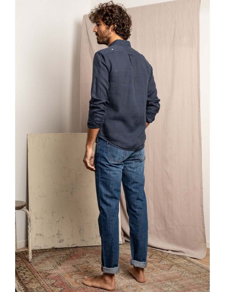 Bali Linen Shirt - Navy Blue - The Good Chic