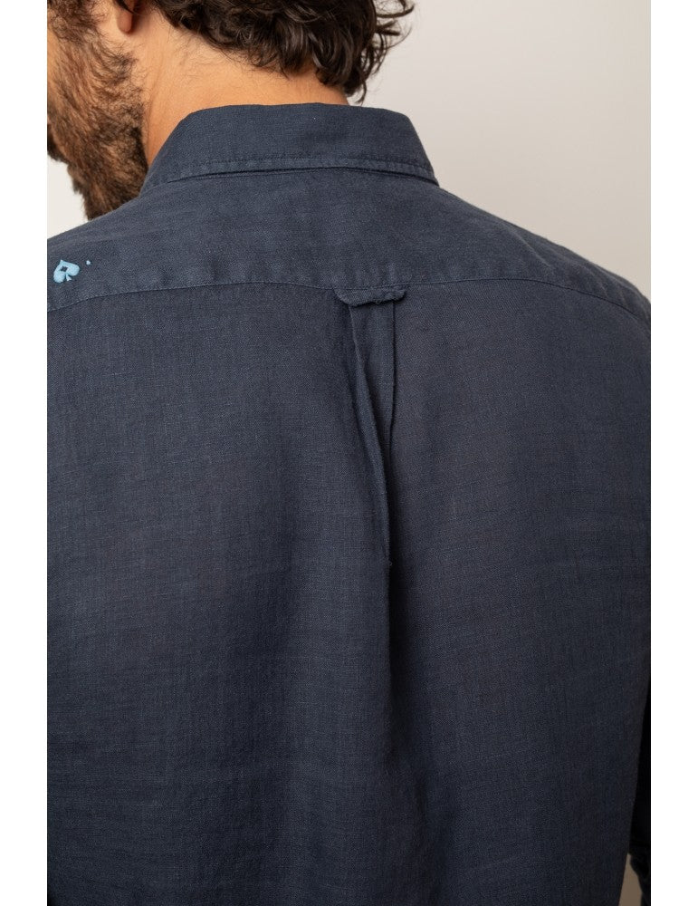 Bali Linen Shirt - Navy Blue - The Good Chic