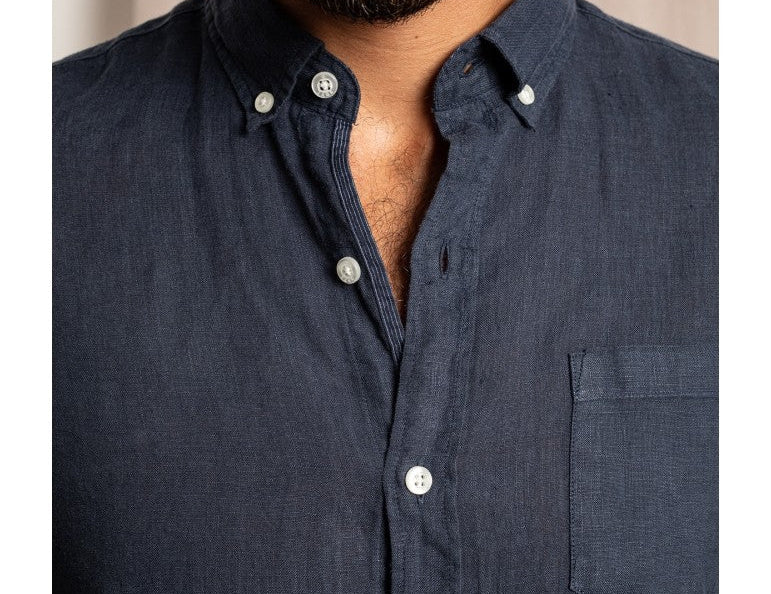 Bali Linen Shirt - Navy Blue - The Good Chic