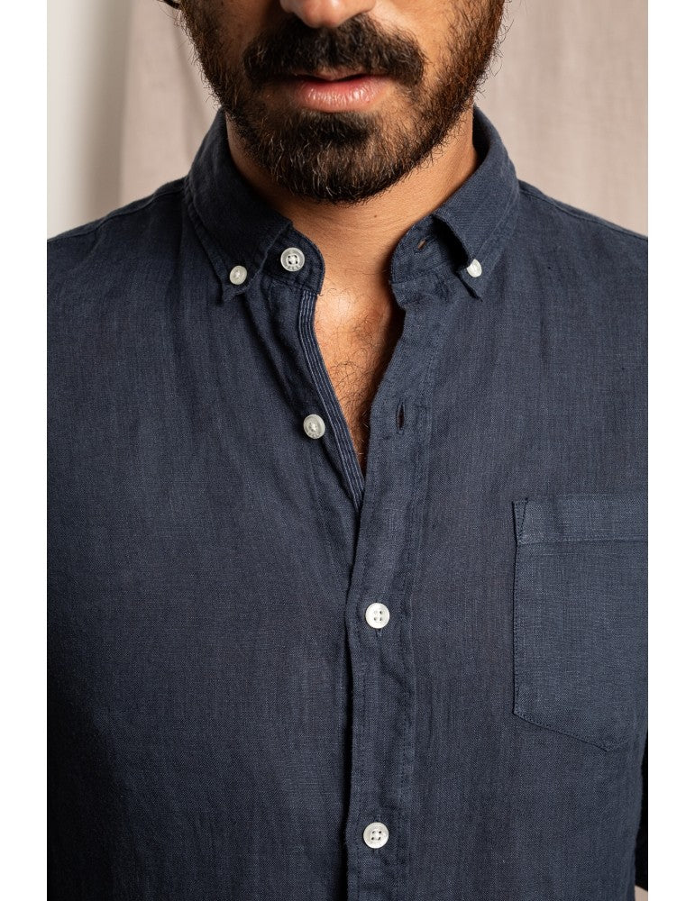 Bali Linen Shirt - Navy Blue - The Good Chic