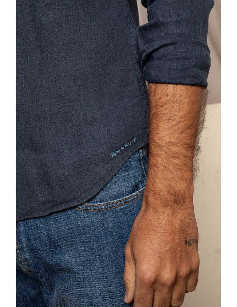 Bali Linen Shirt - Navy Blue - The Good Chic