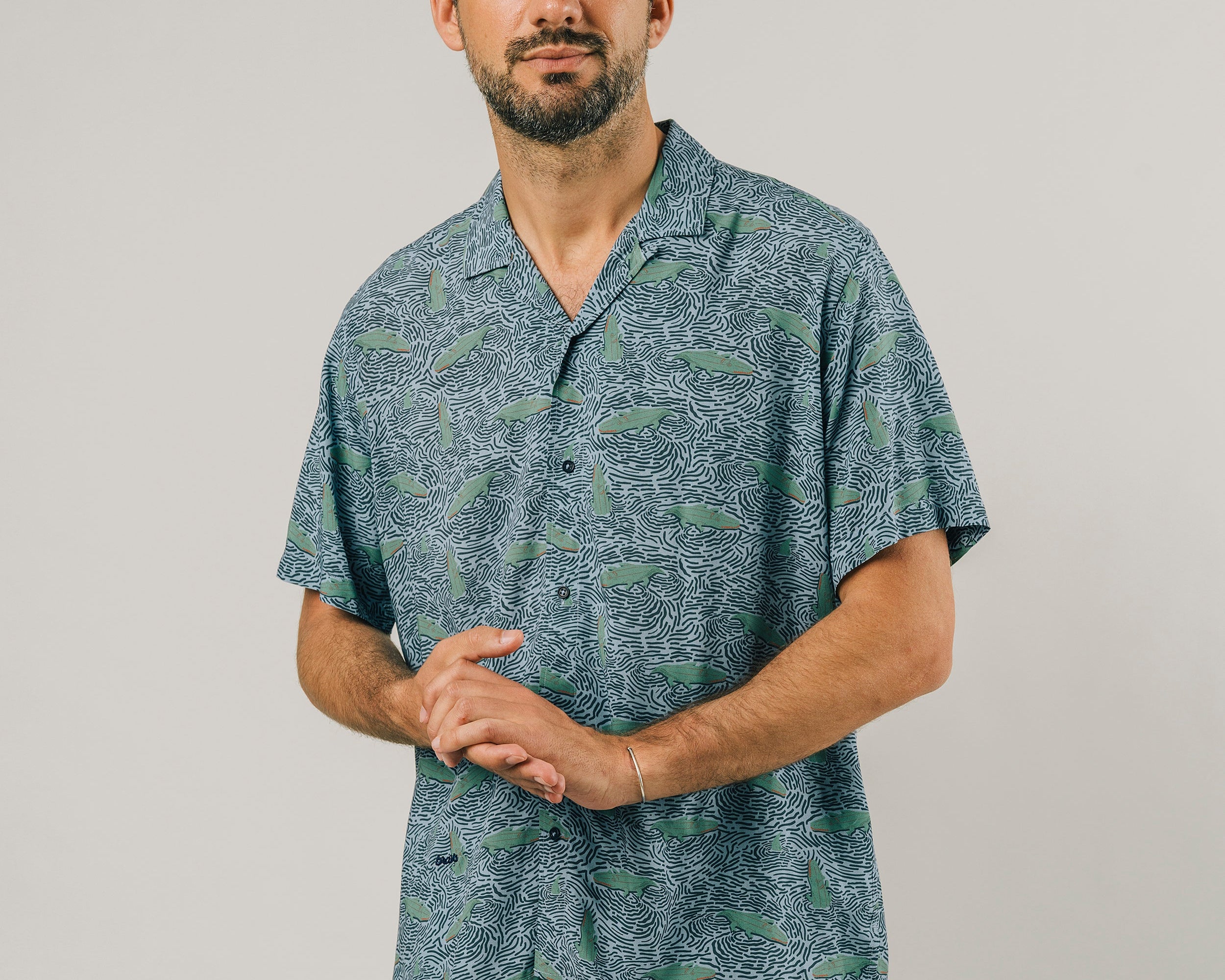 Brava - Crocodile Aloha Shirt Acqua - The Good Chic