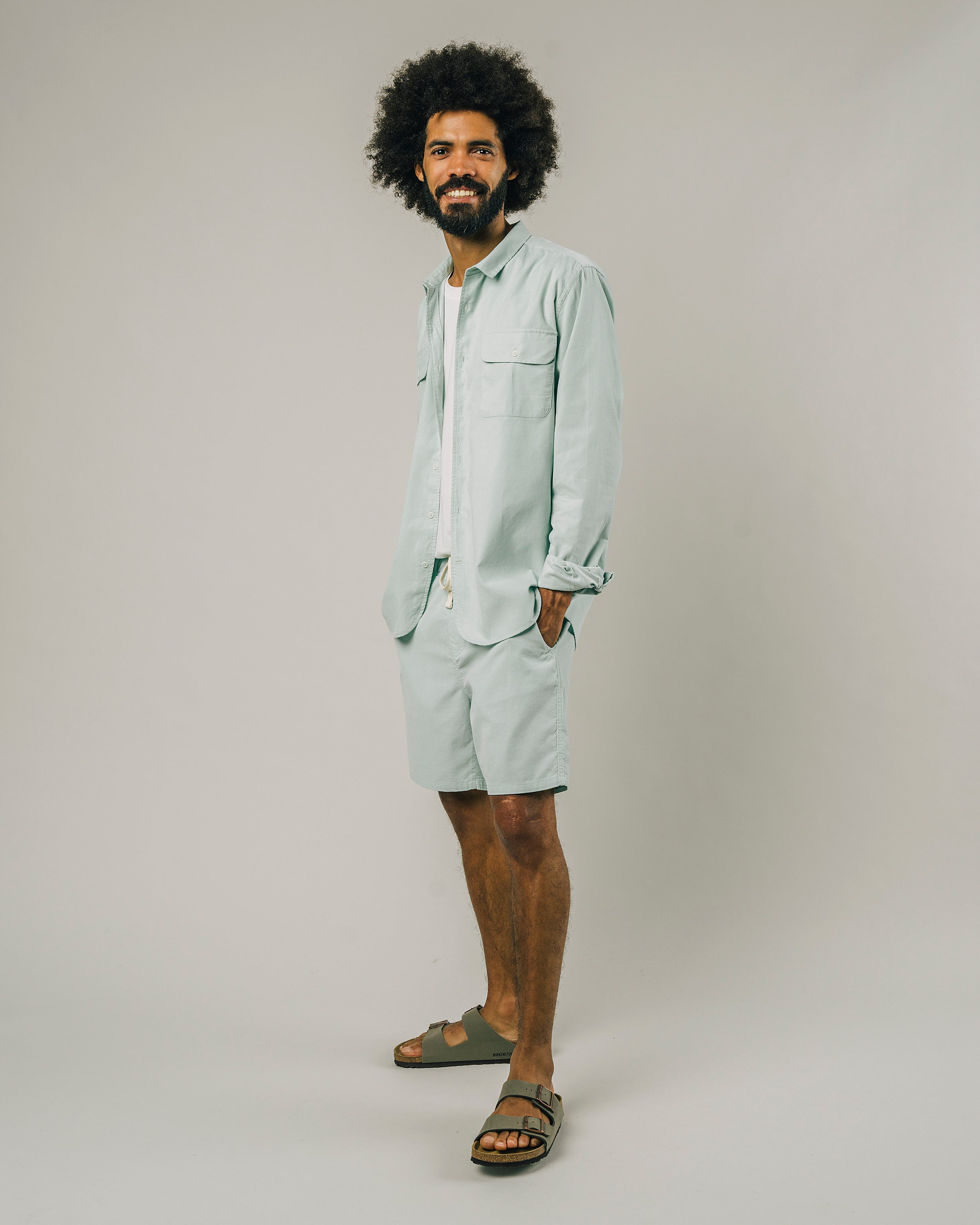 Brava - Lightweight Corduroy Shirt Acqua - The Good Chic