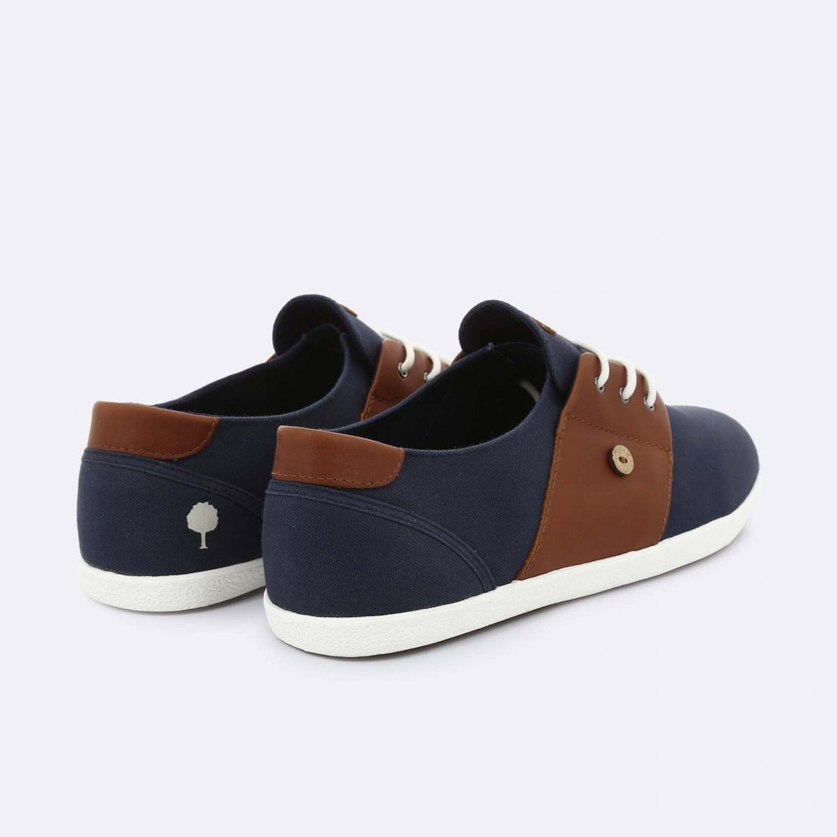 Cypress - Navy and Tawny Cotton and Leather Trainer - Good Chic