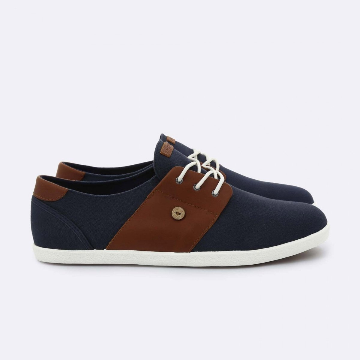 Cypress - Navy and Tawny Cotton and Leather Trainer - Good Chic