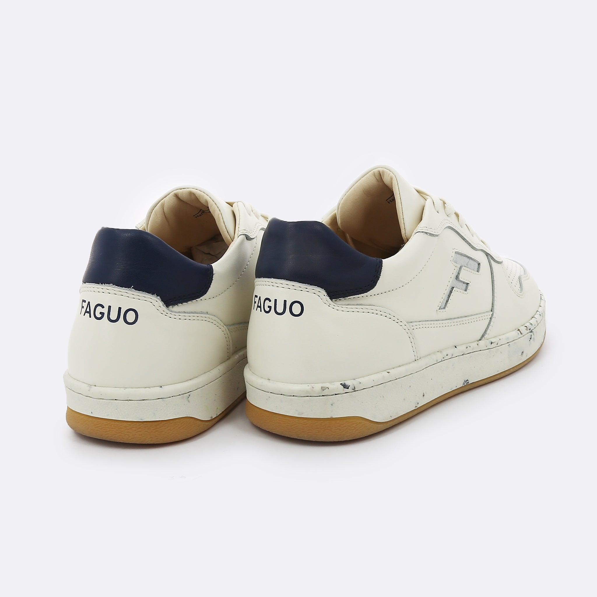 Faguo - Alder Ecru & Navy Sneakers in Recycled Tennis Balls - The Good Chic