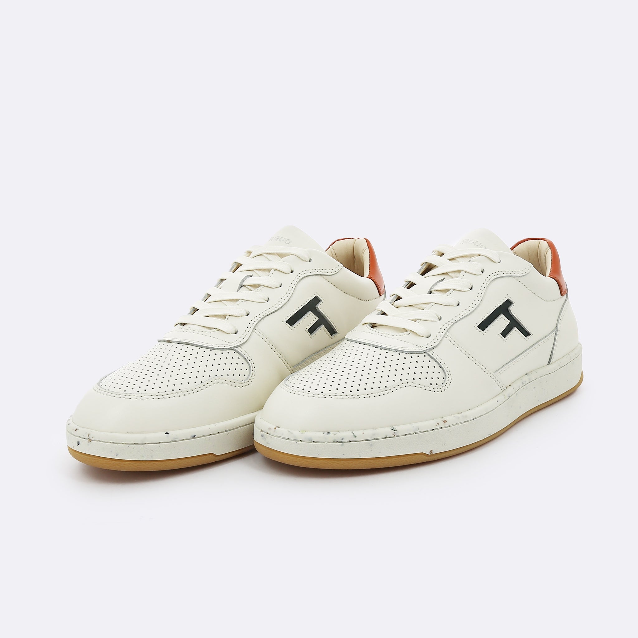 Faguo - Alder Ecru & Orange Sneakers in Recycled Tennis Balls - The Good Chic