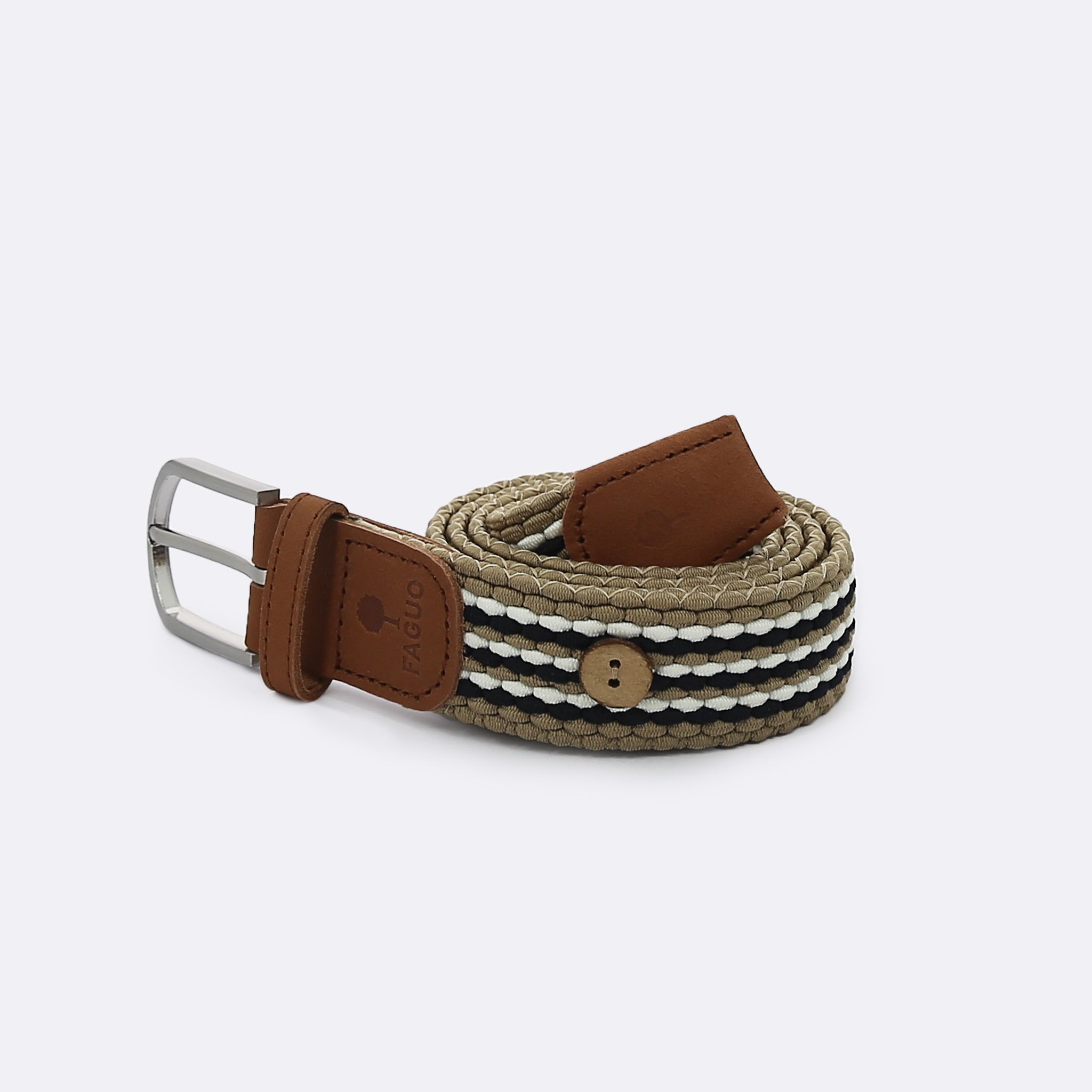 Faguo - Beige & Navy belt in recycled polyester - The Good Chic