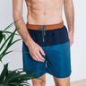 FAGUO men swimsuit blue and brown on model