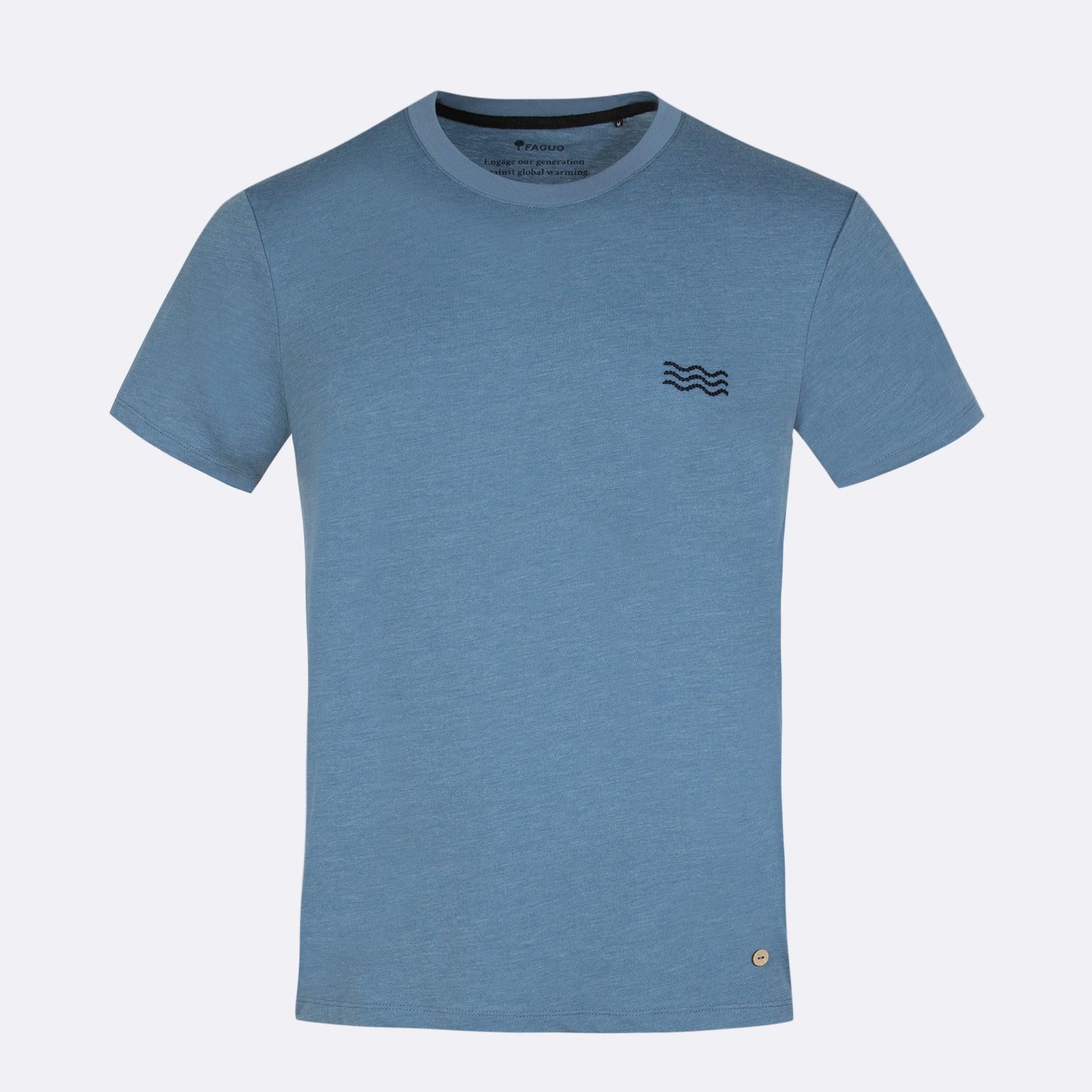 Faguo - Blue t-shirt in cotton waves - Arcy - The Good Chic