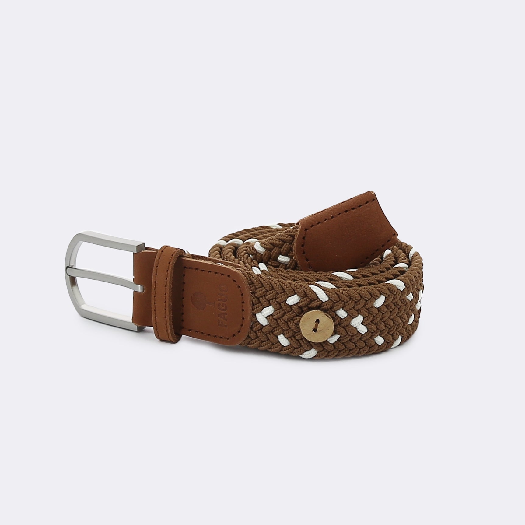 Faguo - Camel & Cream belt in recycled polyester - The Good Chic