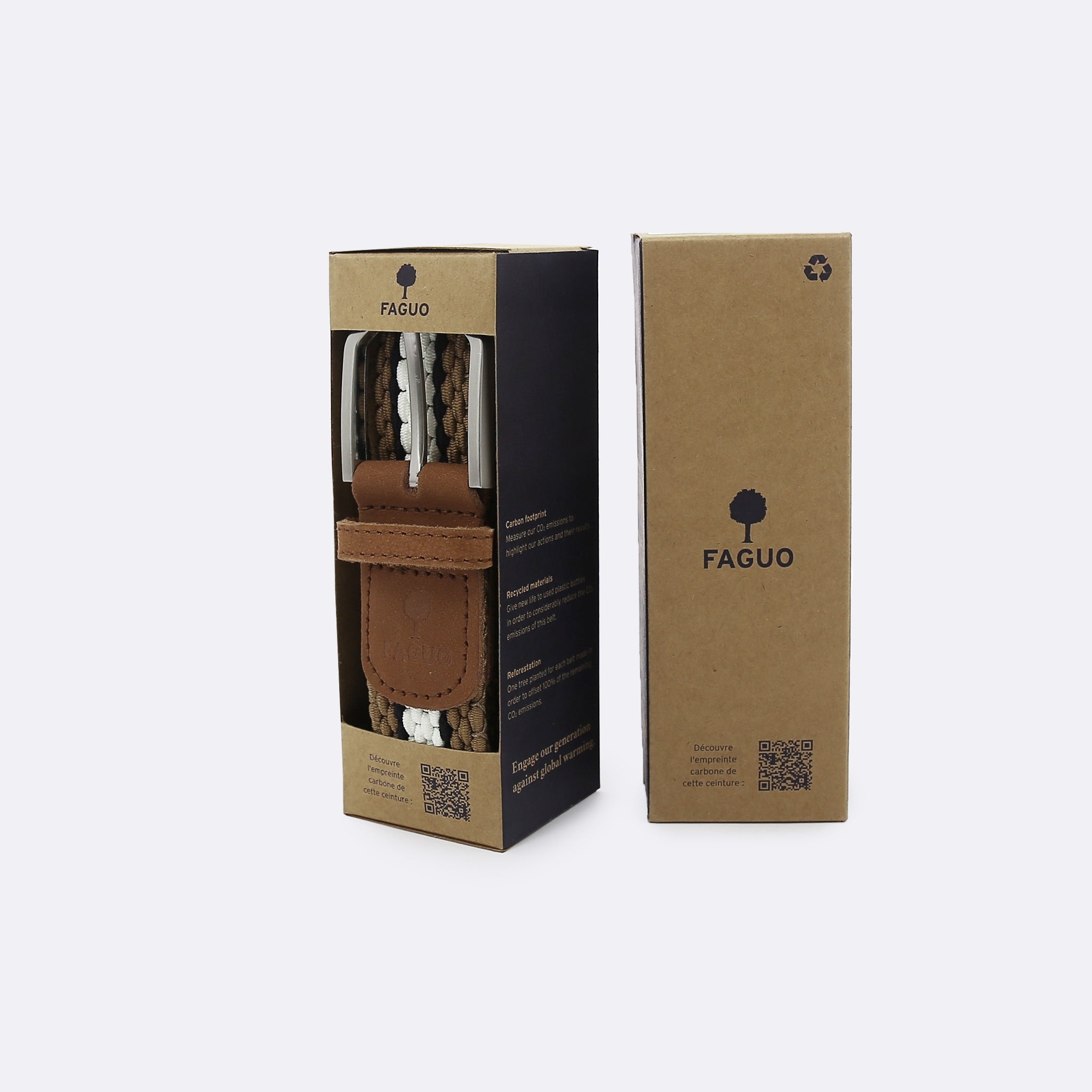 Faguo - Camel & White belt in recycled polyester - The Good Chic