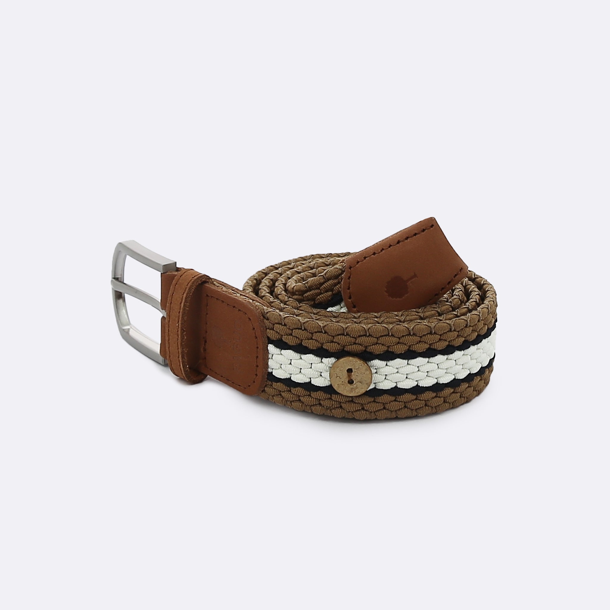 Faguo - Camel & White belt in recycled polyester - The Good Chic
