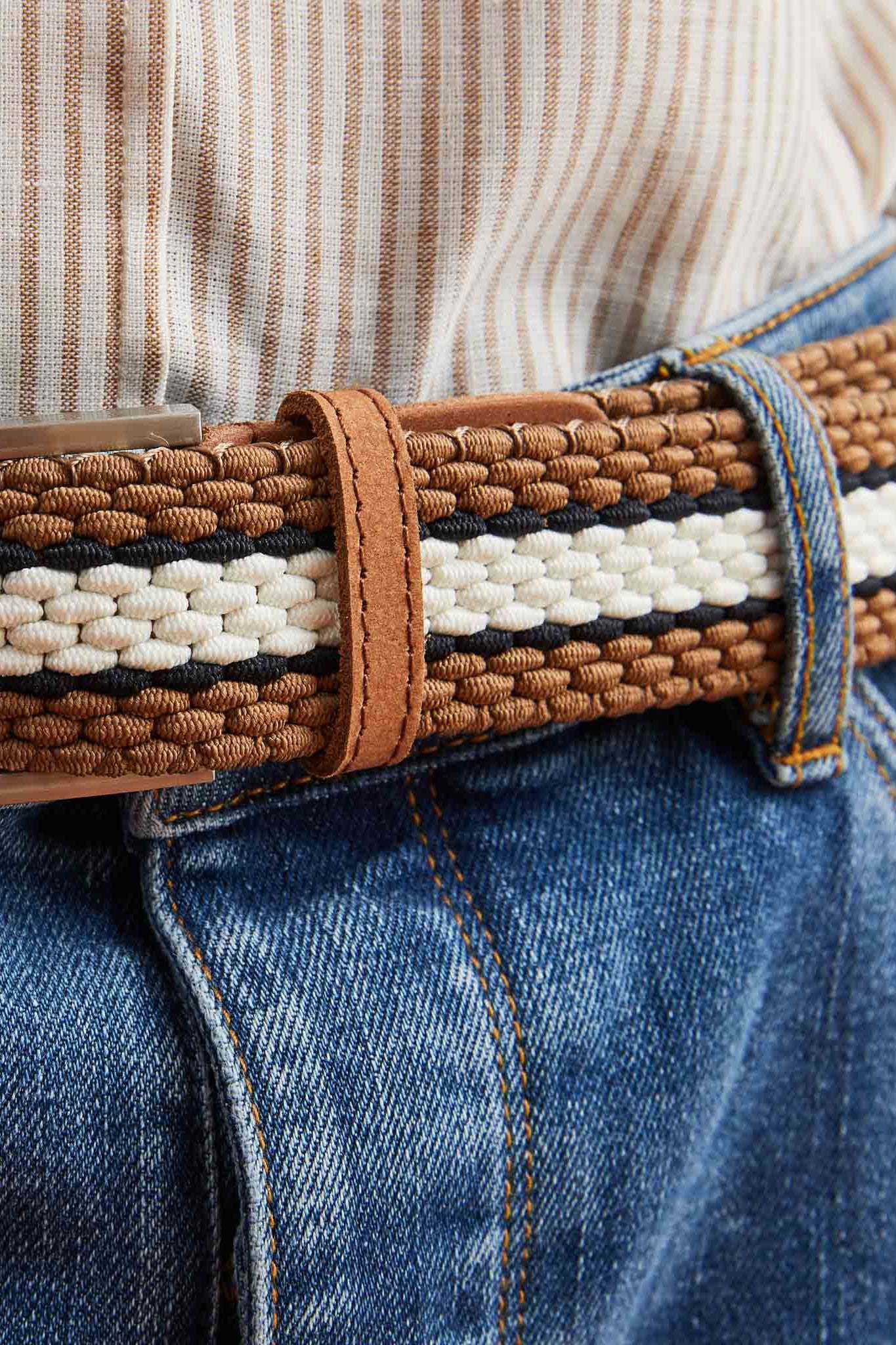 Faguo - Camel & White belt in recycled polyester - The Good Chic