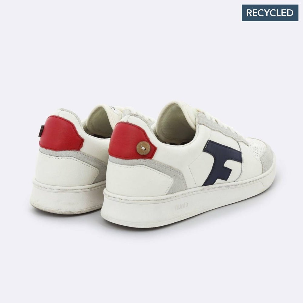 FAGUO  Leather Sneaker Navy And Beige back view