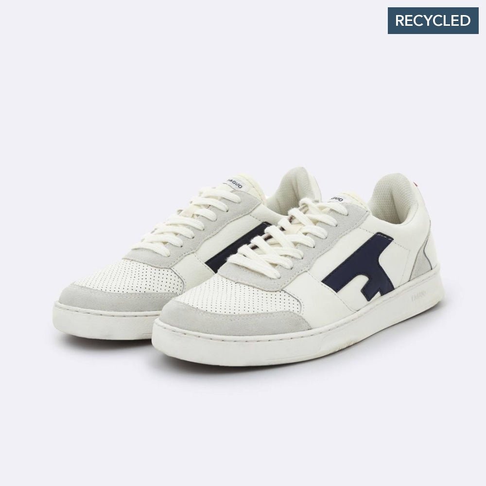 FAGUO  Leather Sneaker Navy And Beige front view