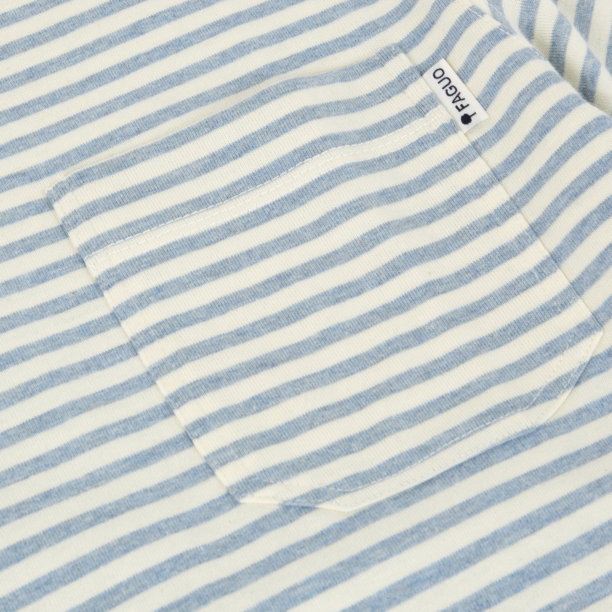 Faguo - Ecru & Blue t-shirt in recycled cotton & linen - Migne - The Good Chic