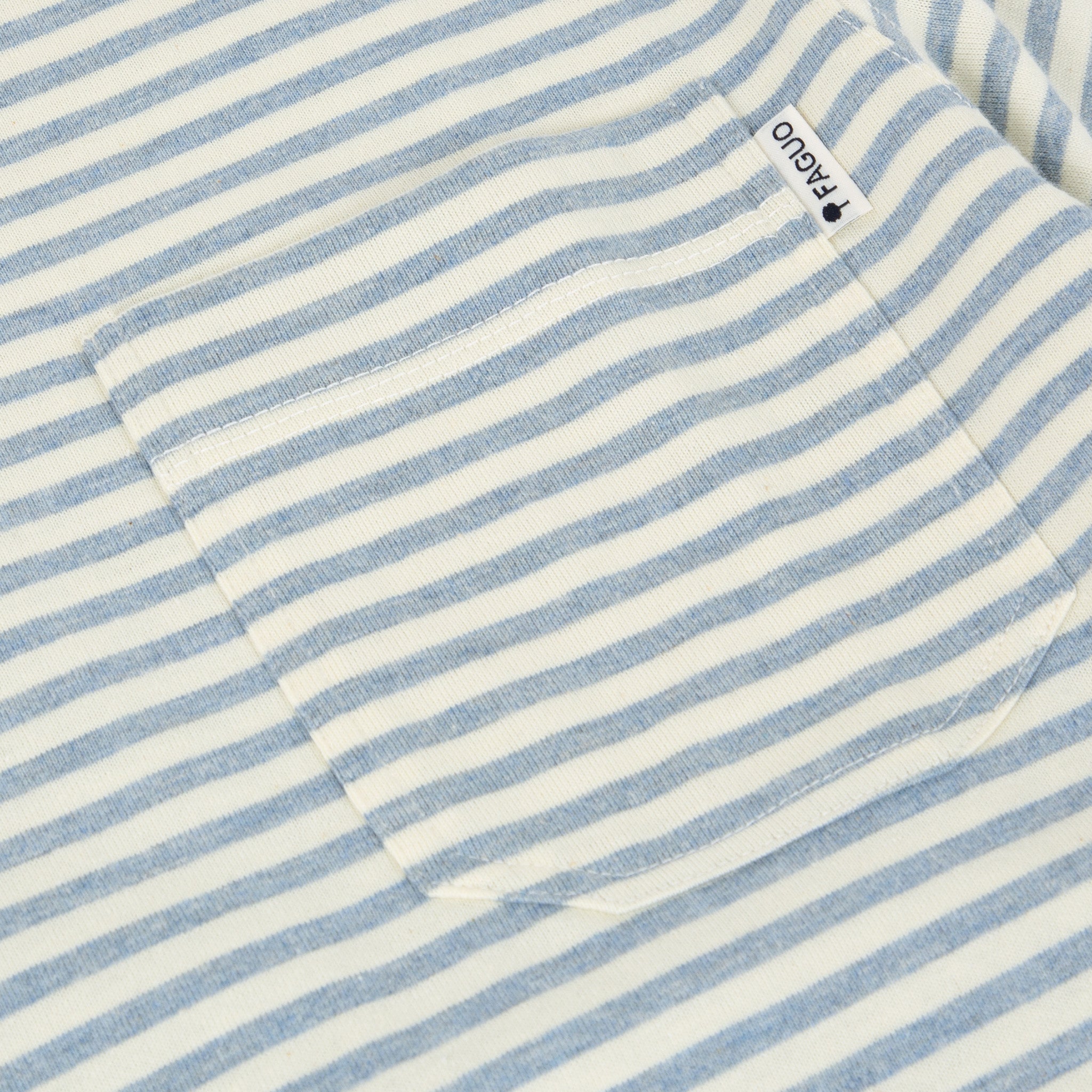 Faguo - Ecru & Blue t-shirt in recycled cotton & linen - Migne - The Good Chic