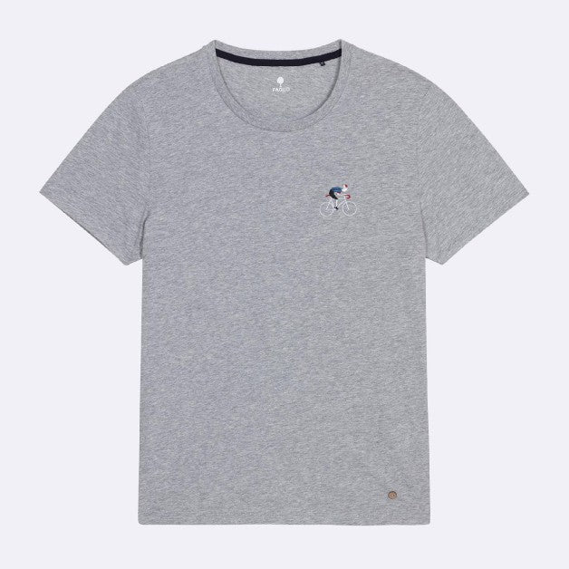 Faguo - Grey round collar t-shirt in cotton bike - Arcy - The Good Chic