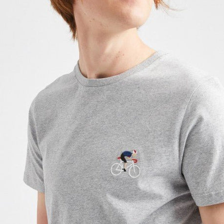 Faguo - Grey round collar t-shirt in cotton bike - Arcy - The Good Chic