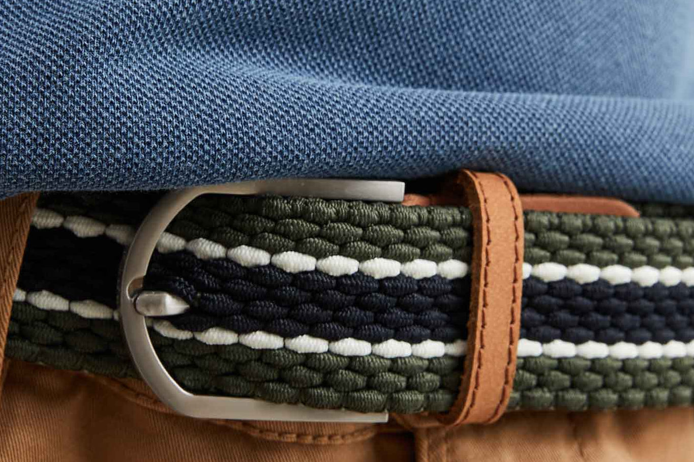 Faguo - Kaki & Navy belt in recycled polyester - The Good Chic