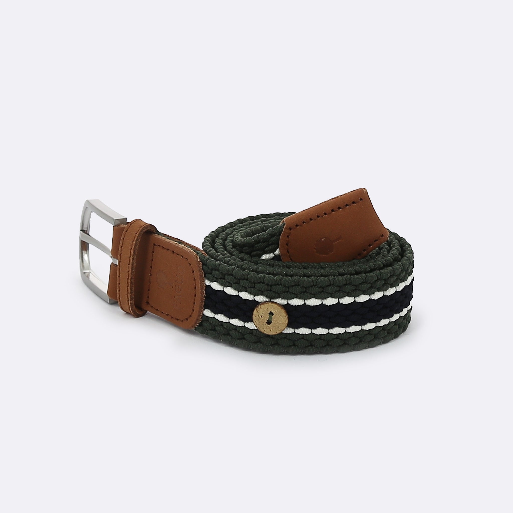Faguo - Kaki & Navy belt in recycled polyester - The Good Chic