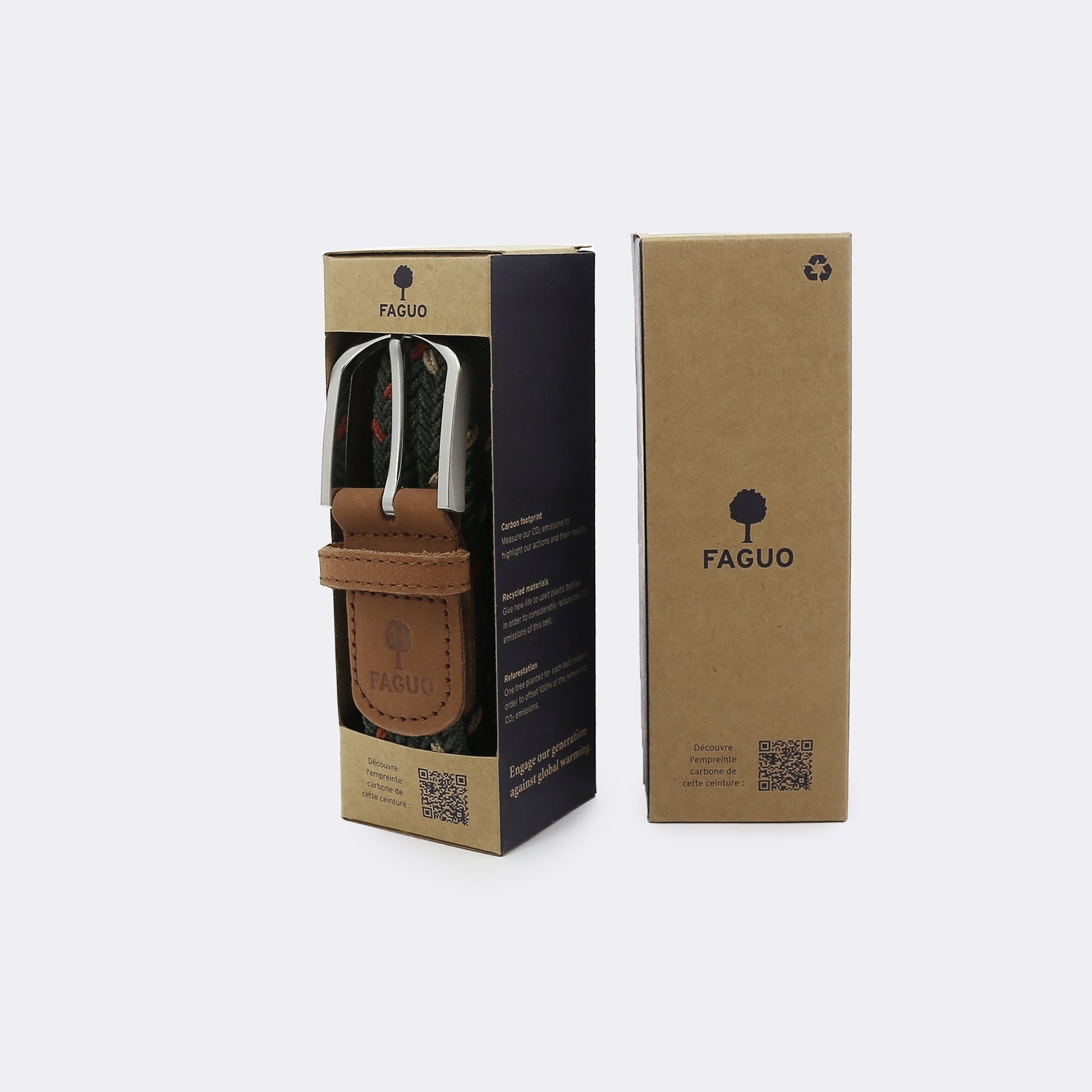 Faguo - Kaki & Terracotta belt in recycled polyester - The Good Chic