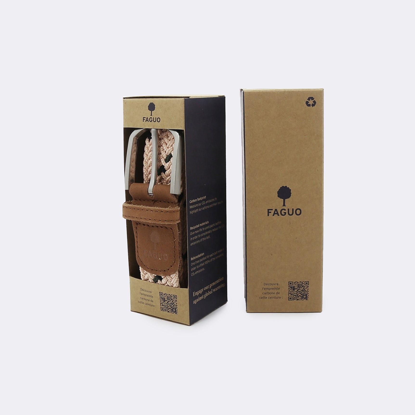 Faguo - Light Pink & Kaki belt in recycled polyester - The Good Chic