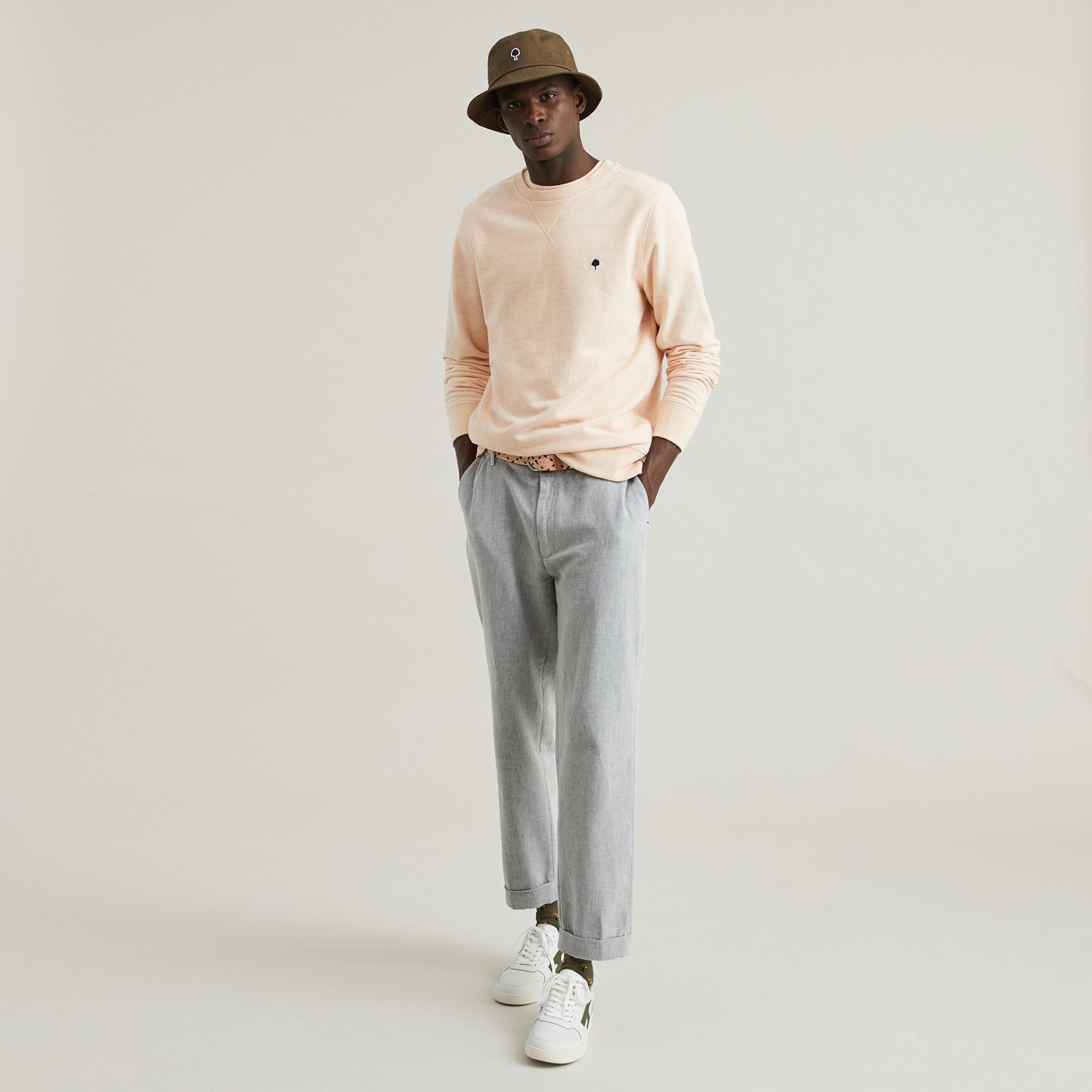 Faguo - Light Pink & Kaki belt in recycled polyester - The Good Chic
