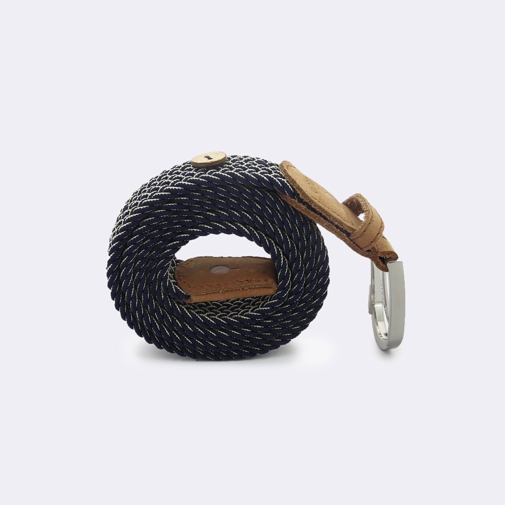 Faguo - Navy belt with beige pattern in recycled polyester - The Good Chic