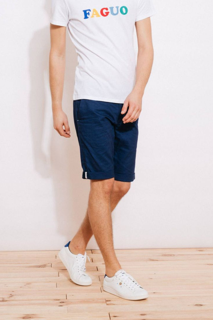 Faguo - Navy Blue Cotton Shorts - Saulieu - The Good Chic