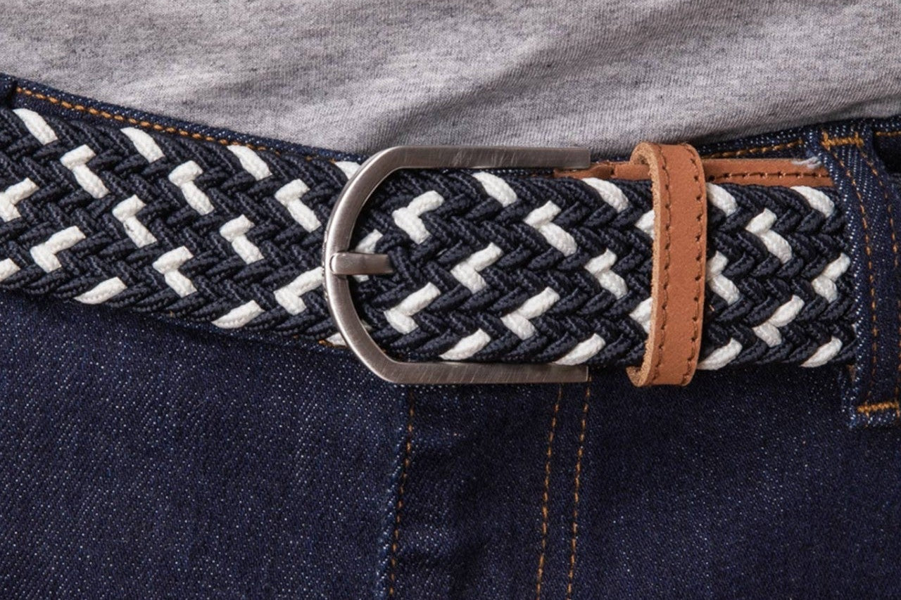 Faguo - Navy & ecru belt in recycled nylon - The Good Chic