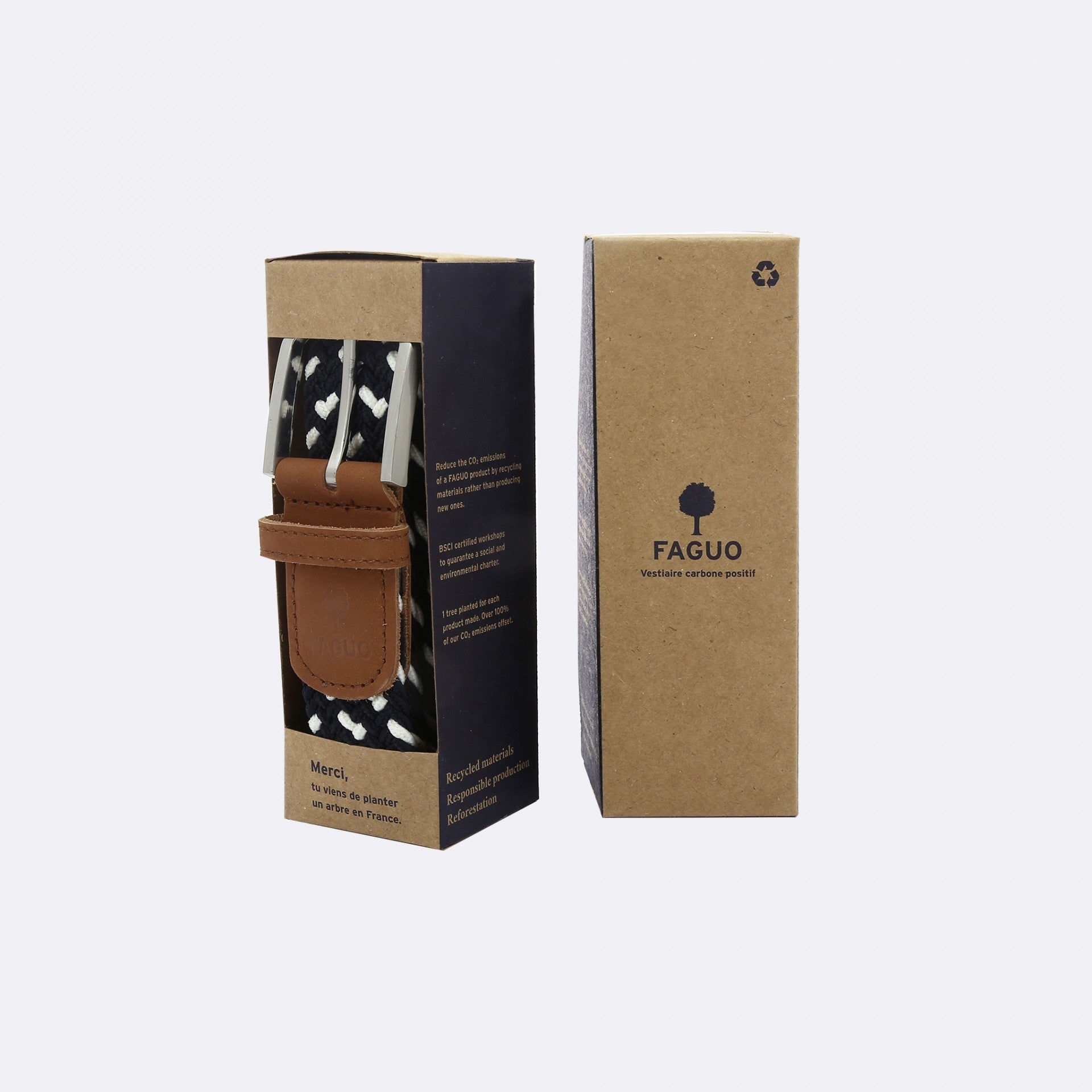 Faguo - Navy & ecru belt in recycled nylon - The Good Chic
