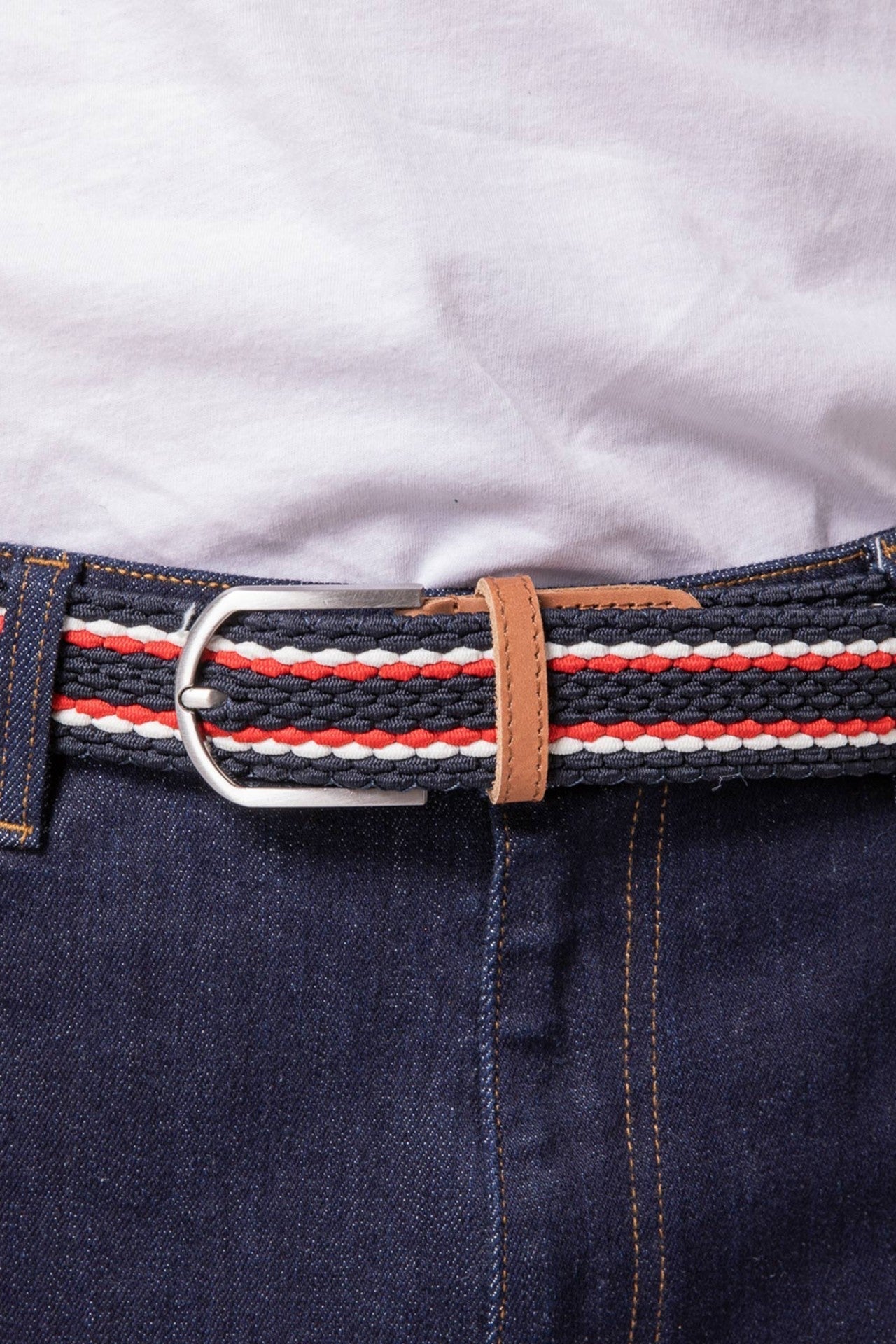 Faguo - Navy & red belt in recycled polyester - The Good Chic