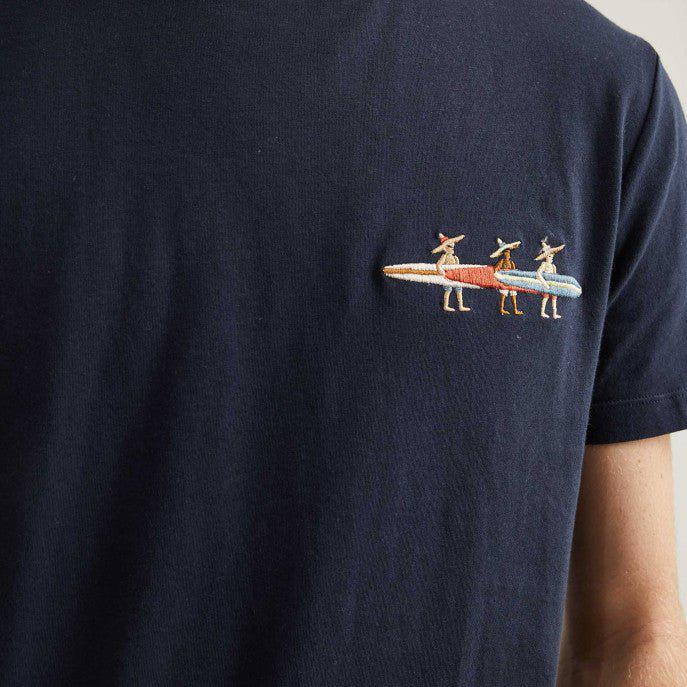 Faguo - Navy t-shirt "surf" in recycled cotton - Arcy - The Good Chic