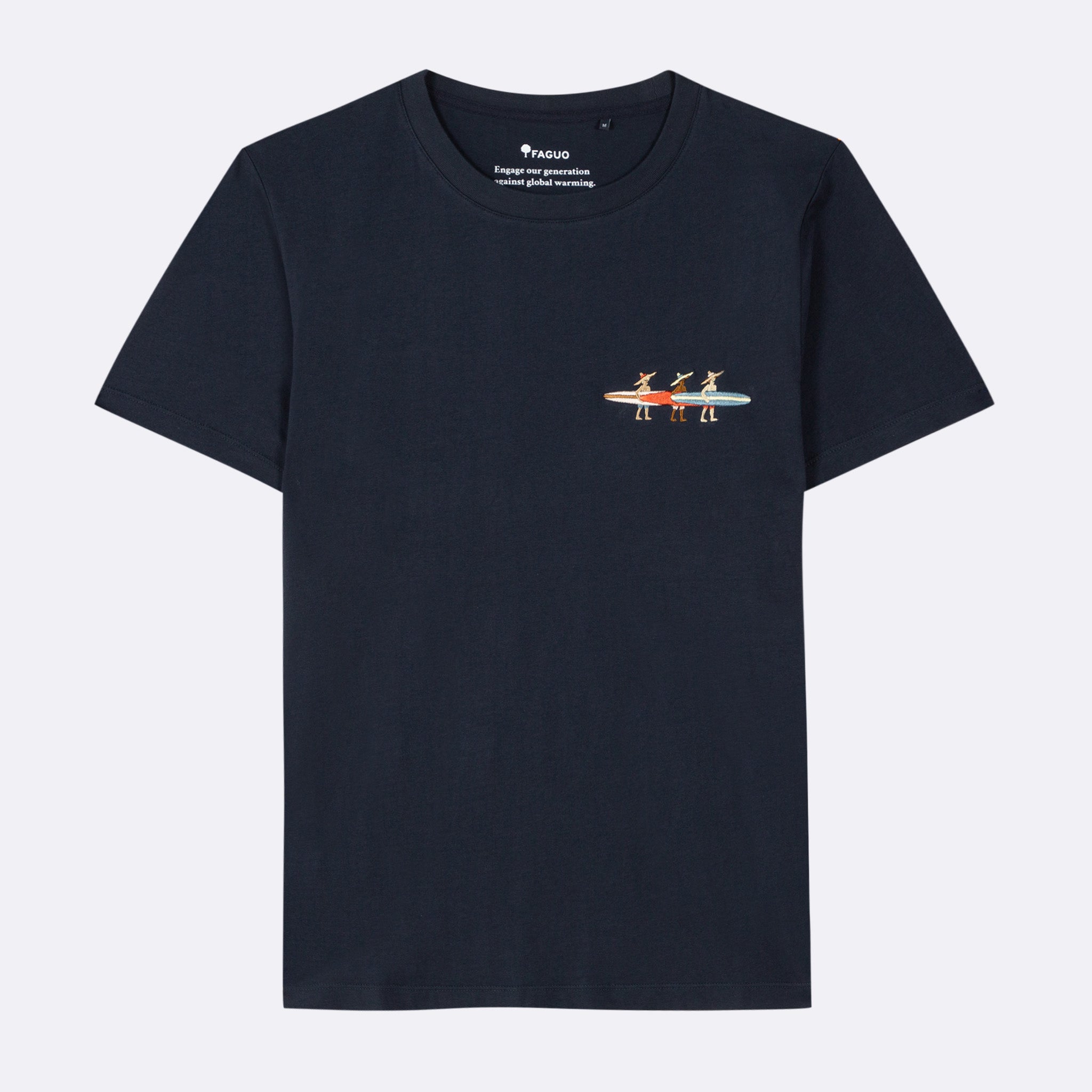 Faguo - Navy t-shirt "surf" in recycled cotton - Arcy - The Good Chic