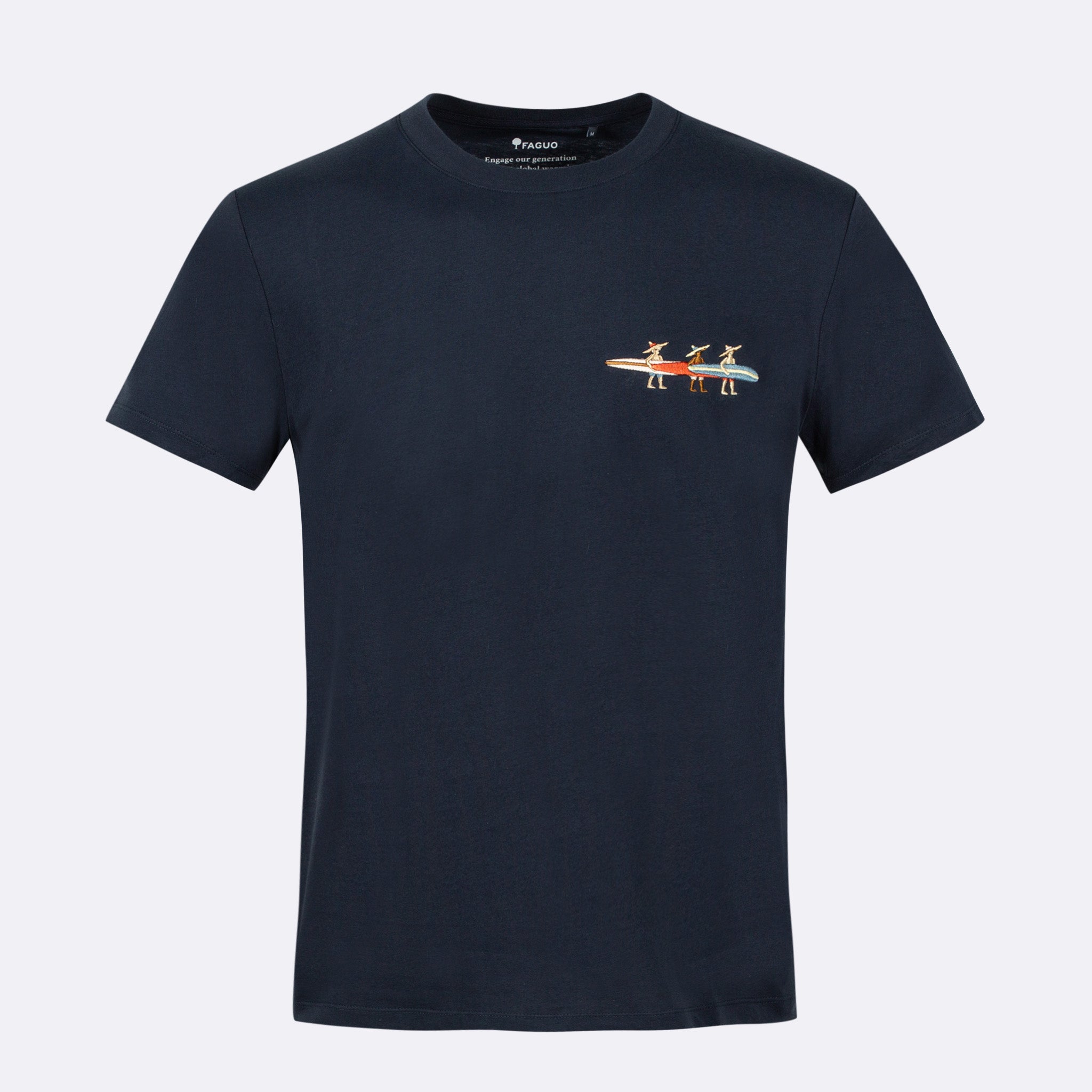 Faguo - Navy t-shirt "surf" in recycled cotton - Arcy - The Good Chic