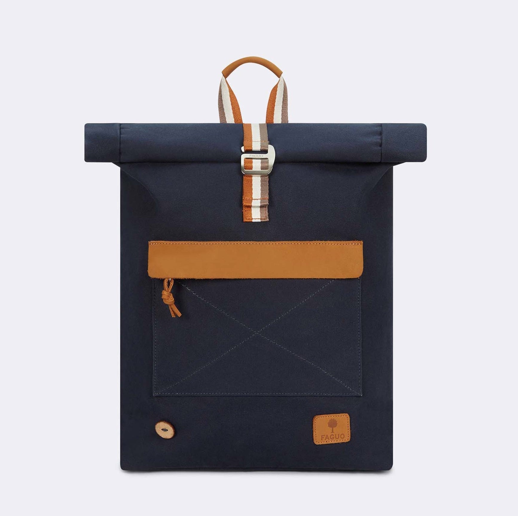 Faguo - Navy & tawny cotton backpack - The Good Chic