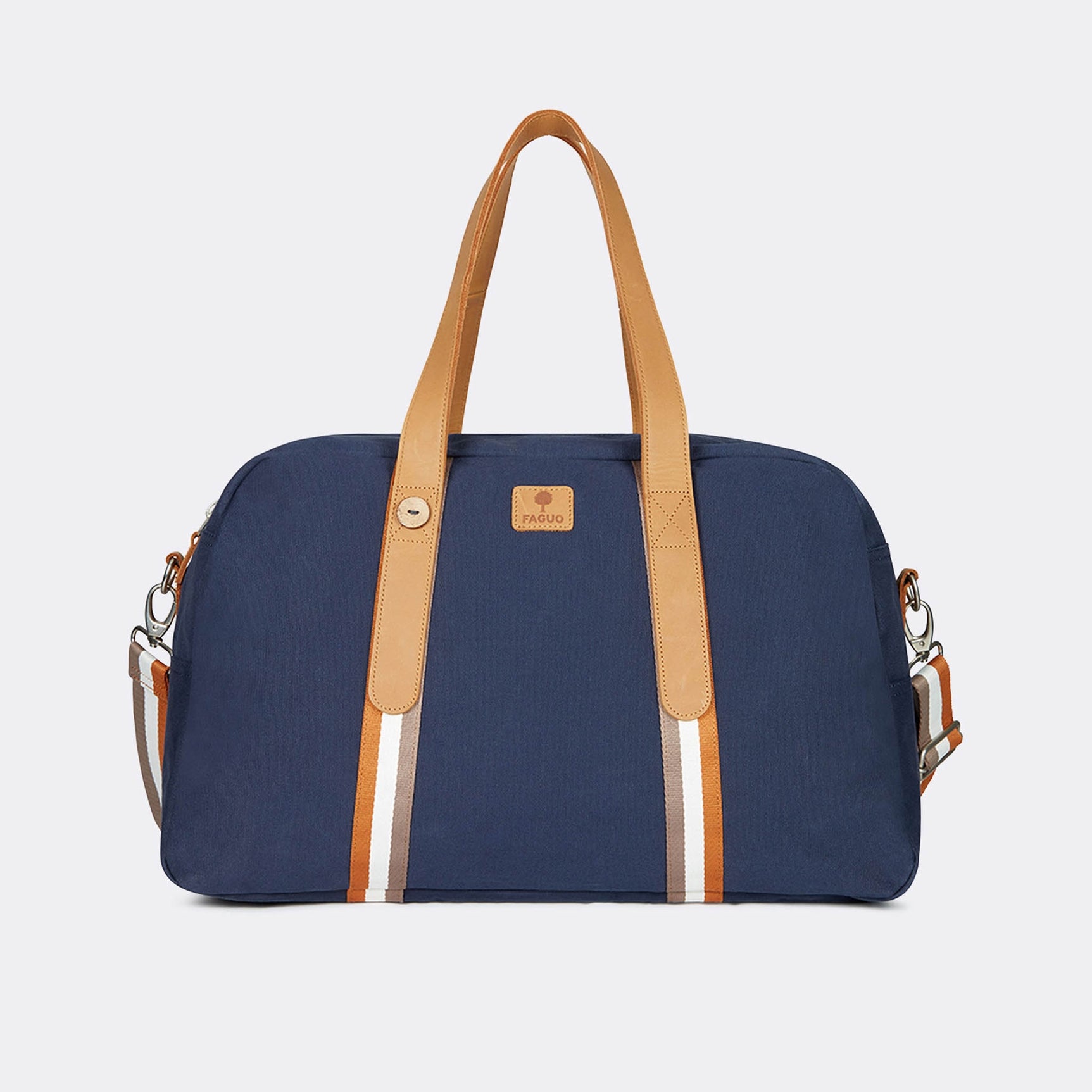 Faguo - Navy & tawny cotton travel bag - Bag48 - The Good Chic