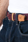 Faguo - Red belt with blue pattern in recycled polyester - The Good Chic