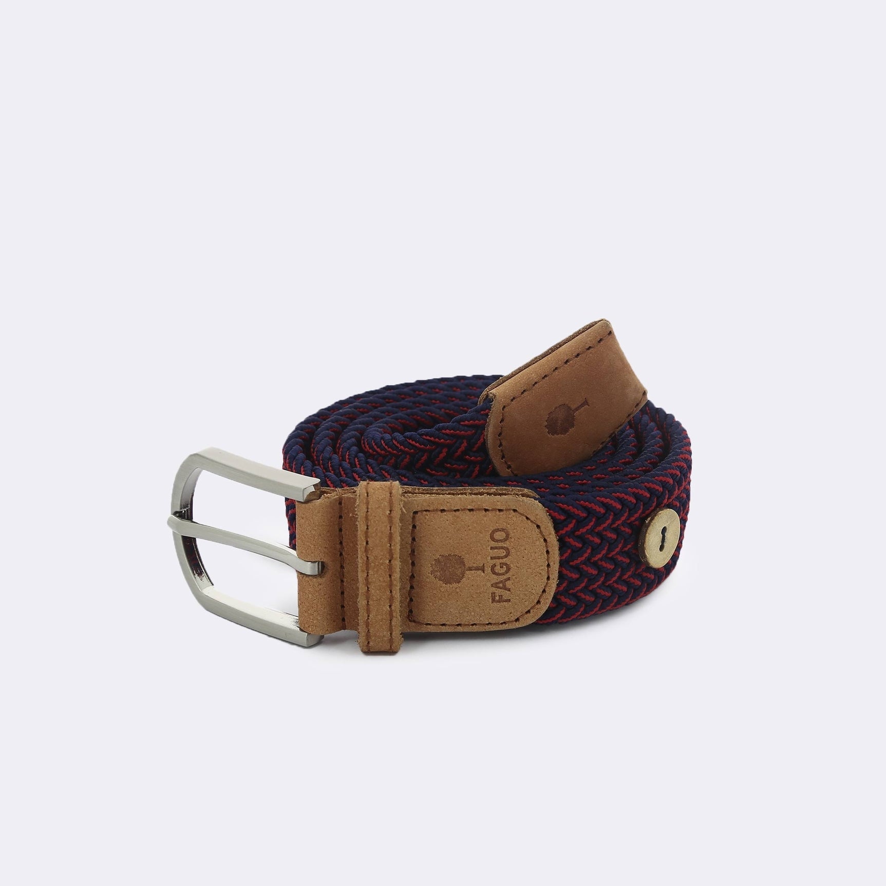 Faguo - Red belt with blue pattern in recycled polyester - The Good Chic
