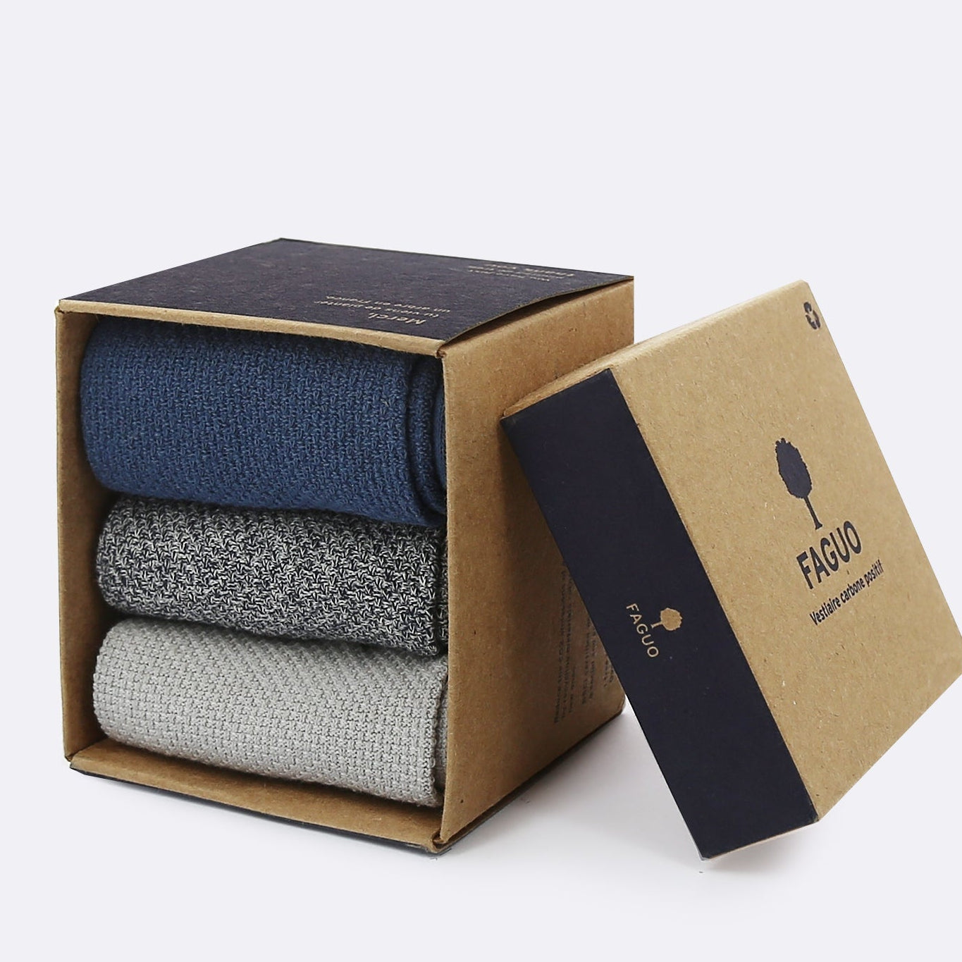 Faguo - Set of 3X Socks - Blue, Grey and Beige - The Good Chic