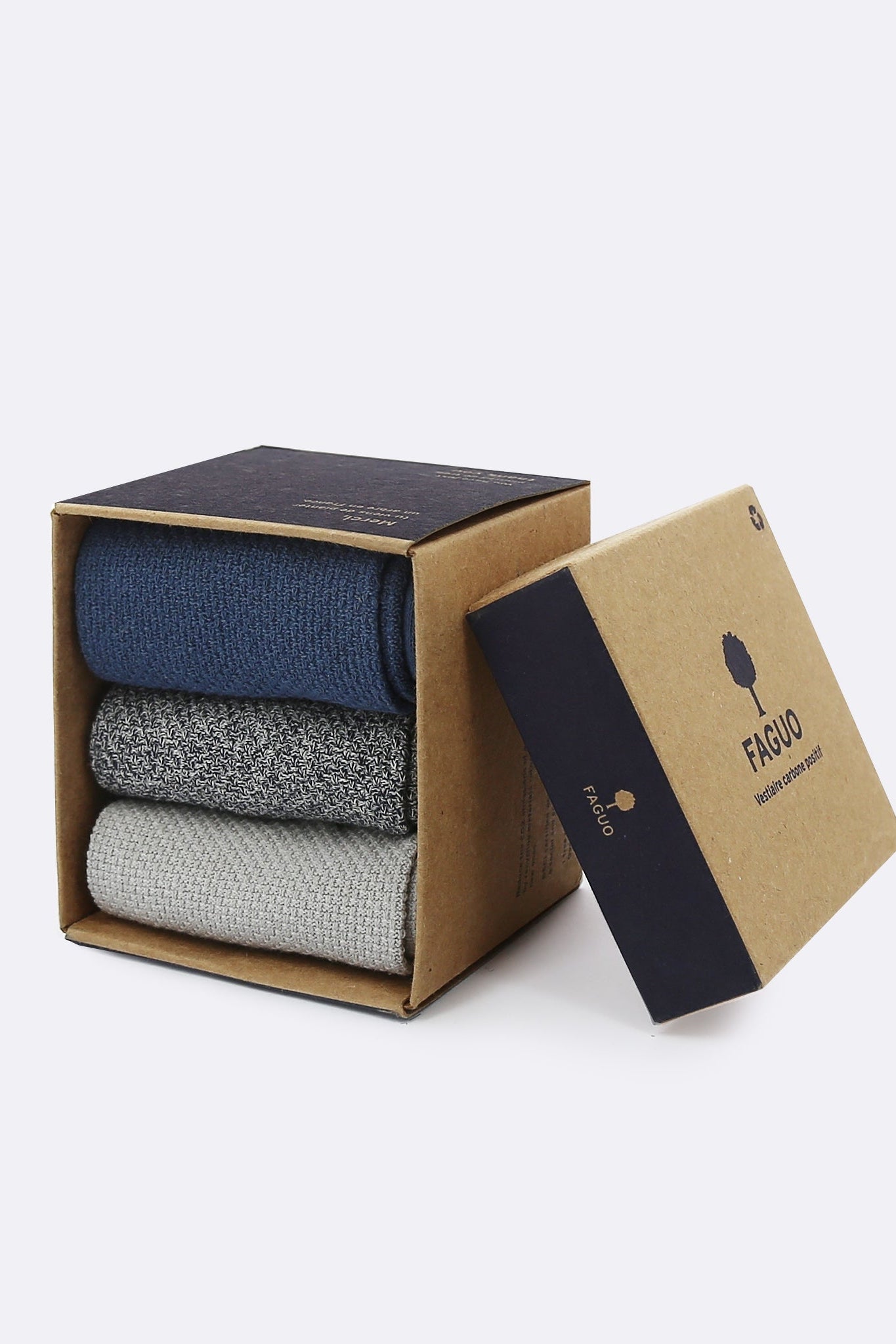 Faguo - Set of 3X Socks - Blue, Grey and Beige - The Good Chic