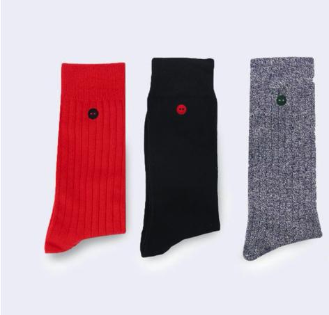 Faguo - Set of 3X Socks in Cotton and Recycled Polyester - Red, Navy Blue, Grey - The Good Chic