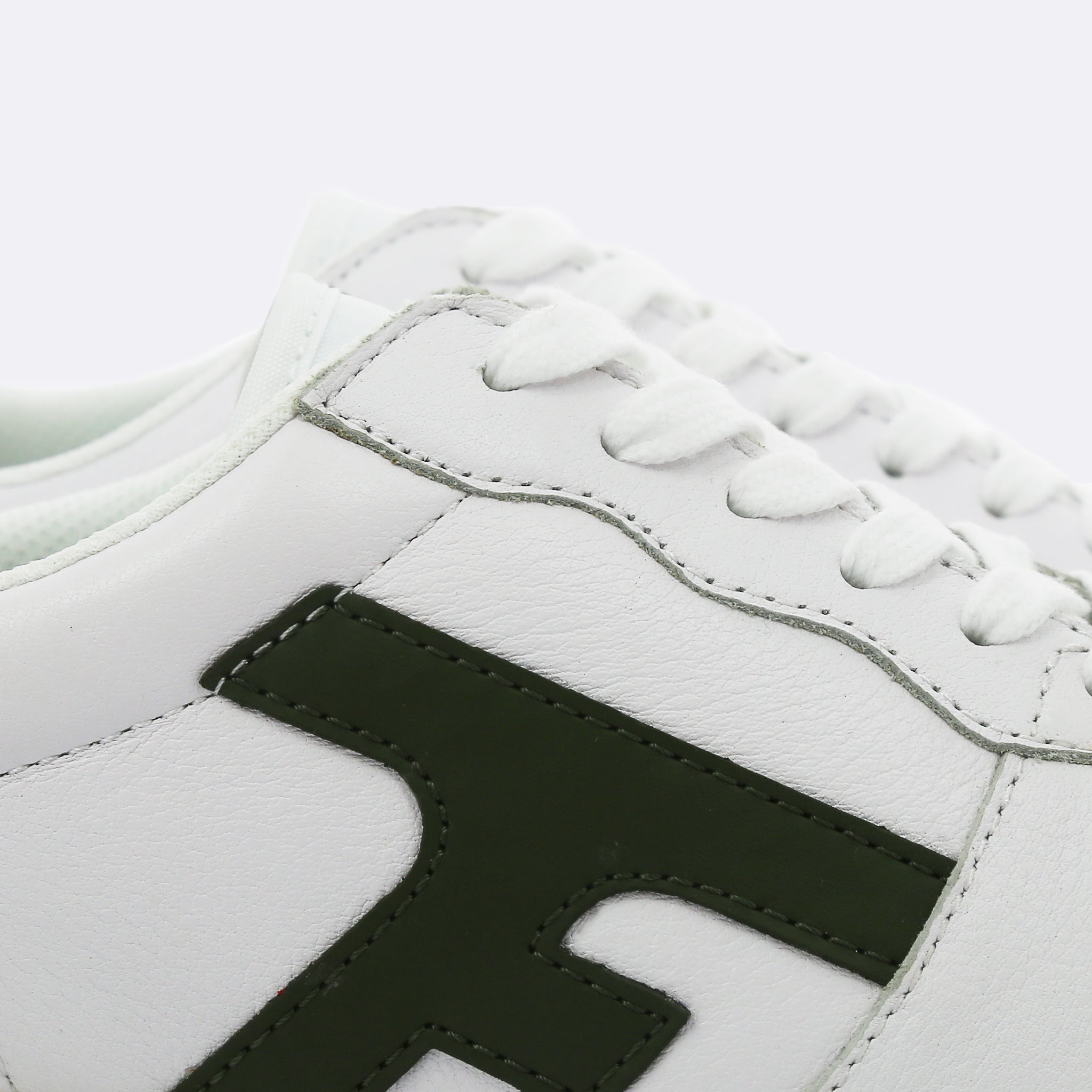 Faguo - White, Kaki & Blue sneakers in Leather - Hazel - The Good Chic